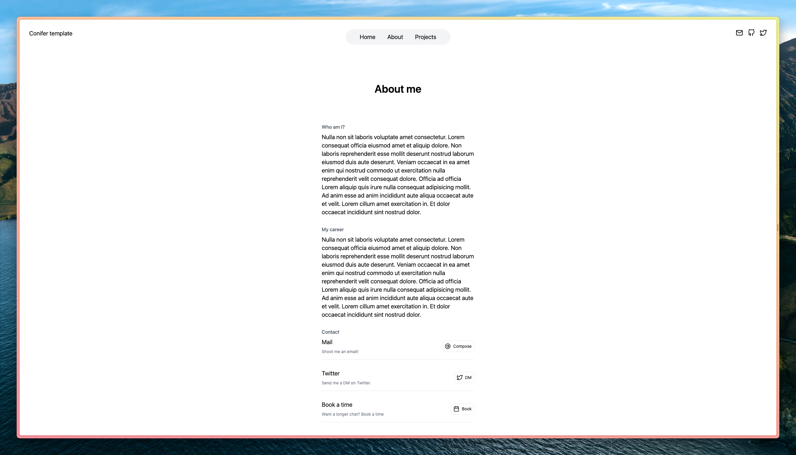 An example of the about page